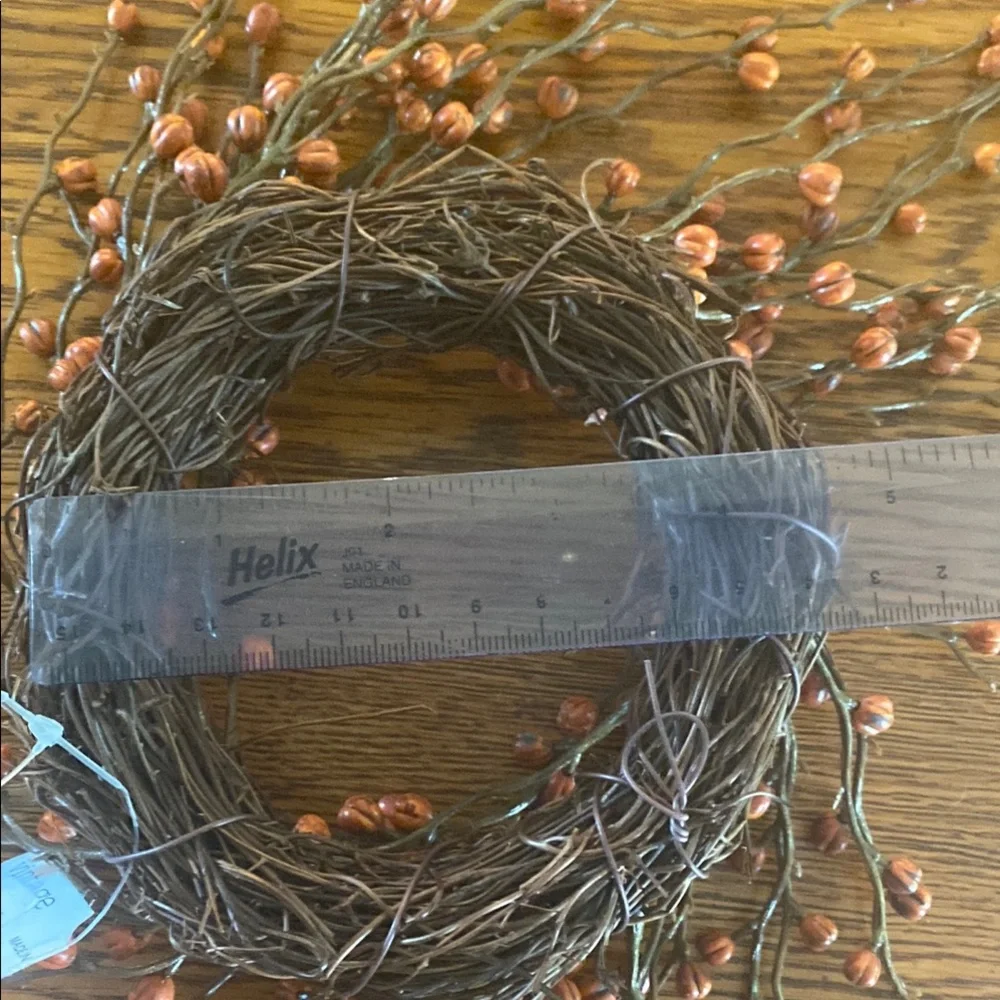 Faux Floral Orange and Brown Accent Wreath